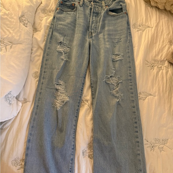 Levi's Denim - Levi's Light Blue Distressed Boyfriend Jeans